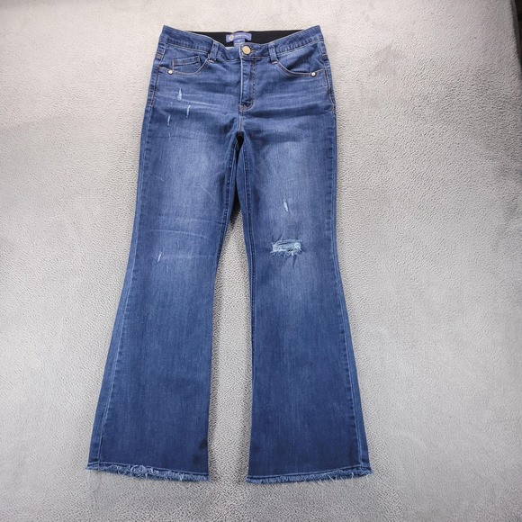 Democracy Denim - Democracy Jeans Womens 10 Blue Bootcut Mid Rise Distressed Ab Solution Stretch